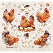 Kit broderie point de croix - Letistitch - Poules et poussins