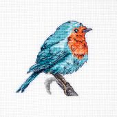 Kit broderie point de croix - Luca-S - Petit oiseau bleu et rouge