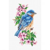 Kit broderie point de croix - Luca-S - Oiseau bleu sur la branche