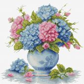 Kit broderie point de croix - Luca-S - Vase d'hortensias