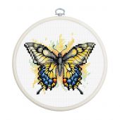 Kit broderie point de croix avec tambour - Luca-S - Papillon Machaon