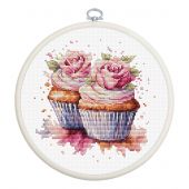 Kit broderie point de croix avec tambour - Luca-S - Les cupcakes