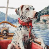 Kit broderie point de croix - Luca-S - Le Dalmatien sur le lac de Côme