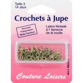 Crochets à jupe - Couture loisirs - 14 crochets argent - Taille 3