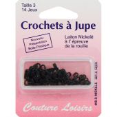 Crochets à jupe - Couture loisirs - 14 crochets noirs - Taille 3