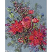 Kit broderie point de croix - Merejka - Composition florale de Noël