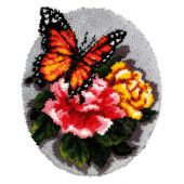 Kit de tapis point noué - Orchidéa - Papillon sur roses