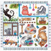 Kit broderie point de croix - MP Studia - Paradis pour chats