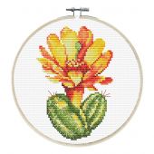 Kit broderie point de croix avec tambour - Ladybird - Cactus jaune