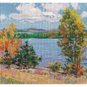 Kit broderie point de croix - Oven - Automne au bord de la rivière