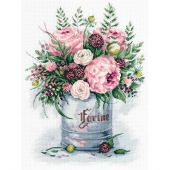 Kit broderie point de croix - Panna - Bouquet aquarelle