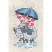 Kit broderie point de croix - Permin - Moutons sous la pluie