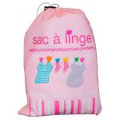 Kit de sac à broder  - Princesse - Sac à linge à broder rose