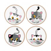 Kit broderie point de croix - Princesse - 4 tableautins - Petits Chats