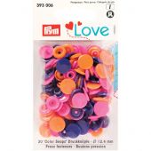 Boutons pression - Prym - 30 boutons à riveter orange / rose / violet - 12.4 mm