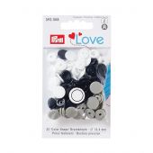 Boutons pression - Prym - 30 boutons à riveter gris clair / noir / blanc - 12.4 mm