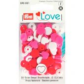 Boutons pression - Prym - 30 boutons coeurs - 12.4 mm