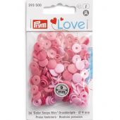 Boutons pression - Prym - 36 boutons ronds roses - 9 mm