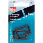 Boucles et clips - Prym - 2 boucles rectangulaires pour sacs - 25 mm laiton antique