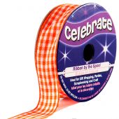 Ruban Vichy en bobine - Celebrate - Vichy orange - 15 mm x 4 m