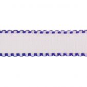 Galon à broder au 50 cm - Zweigart - Galon Aïda blanche 5 Zweigart Band liseré bleu foncé au 50 cm