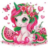 Fiche Point de Croix - Les petites croix de Lucie - Licorne pastèque