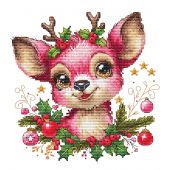 Fiche Point de Croix - Les petites croix de Lucie - Renne rose de Noël