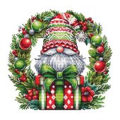 Fiche Point de Croix - Les petites croix de Lucie - Couronne gnome de Noël