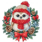 Fiche Point de Croix - Les petites croix de Lucie - Couronne chouette de Noël