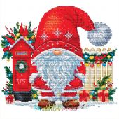 Fiche Point de Croix - Les petites croix de Lucie - Gnome de Noël, boîte à lettres