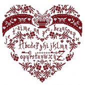 Diagramme + Toile - Isabelle Haccourt Vautier - Coeur Sampler je t'aime