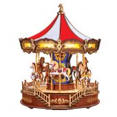 Puzzle 3D Mécanique Bois - ROKR - Boîte à musique - Carrousel classique