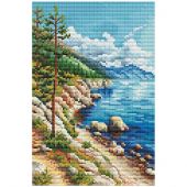 Kit broderie point de croix - RTO - Descente vers le lac azur
