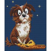 Kit broderie point de croix - RTO - Chien et sa pantoufle