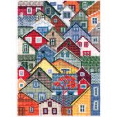 Kit broderie point de croix - RTO - Maisons colorées