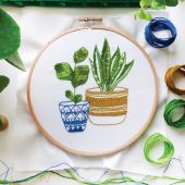 Kit de broderie sur tambour - Tamar Nahir Yanai - Plantes d'intérieur bleues et vertes