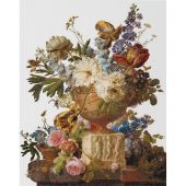 Kit point de croix - Thea Gouverneur - Nature morte de fleurs avec un vase en albâtre, 1783 - Lin