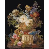 Kit broderie point de croix - Thea Gouverneur - Nature morte de fleurs avec un vase en albâtre, 1783- Aïda