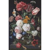Kit broderie point de croix - Thea Gouverneur - Nature morte fleurs dans un vase