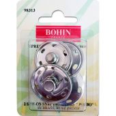 Boutons pression - Bohin - 2 boutons pression à coudre coloris argent - 30 mm