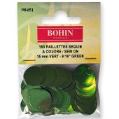 Perles et sequins - Bohin - Paillettes sequin 15 mm - Vert