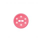 Boutons 2 trous - Union Knopf by Prym - Lot de 3 boutons - 15 mm rose étoiles blanches