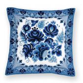 Kit de coussin à broder - Riolis - Coussin fleurs bleues