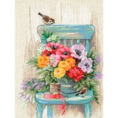 Kit broderie point de croix - Riolis - Fleurs du jardin