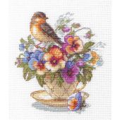 Kit broderie point de croix - Aine - Thé fleuri