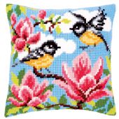 Kit de coussin gros trous - Vervaco - Mésanges dans le magnolia