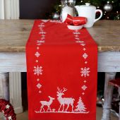 Kit de chemin de table à broder - Vervaco - Cerfs de Noël