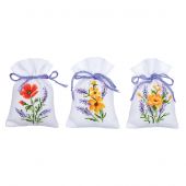 Kit de sachet senteur à broder - Vervaco - 3 sachets - fleurs et lavande