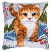 Kit de coussin gros trous - Vervaco - Chat dans la neige