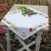 Kit de nappe à broder - Vervaco - Fleurs colorées